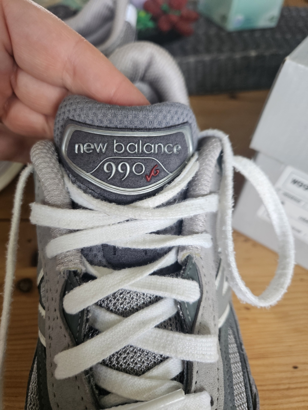 New Balance Womens 990 Gray Lace-Up Sneakers
